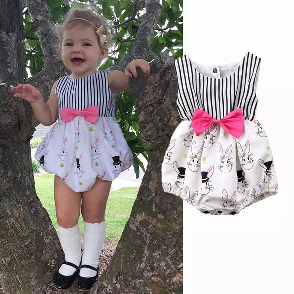 Black & White Striped Easter Romper