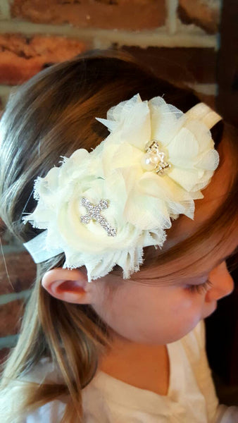 Baptism Headband - Christening Headband - Religious Headband - LoliBean