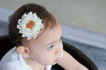 Ivory and Brown Autumn Headband, Pumpkin Headband, Fall Baby Headband - LoliBean