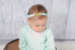 Aqua and Gold Headband, Gold Mini Bow Headband - LoliBean