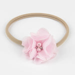 Pink and Tan Nylon Headband, Nylon Baby Headband - LoliBean