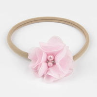 Pink and Tan Nylon Headband, Nylon Baby Headband - LoliBean