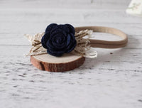 Navy Blue & Beige Nylon Headband