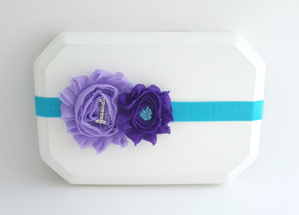 Mermaid Headband, Teal and Purple Headband, Mermaid Cake Smash Headband - LoliBean