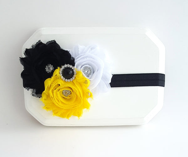 Steelers Headband, Yellow and Black Headband, Bee Cake Smash Headband - LoliBean