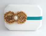 Gold and Teal Headband, Metallic Gold Headband - LoliBean