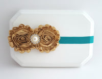 Gold and Teal Headband, Metallic Gold Headband - LoliBean