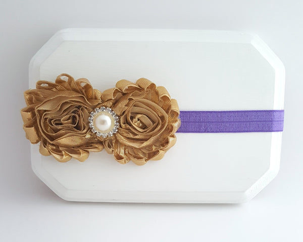 Gold and Purple Headband, Gold Cake Smash Headband - LoliBean