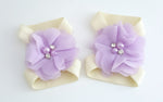 Barefoot Baby Sandals, Lavender and Ivory Baby Sandals - LoliBean