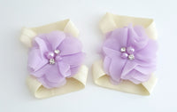 Barefoot Baby Sandals, Lavender and Ivory Baby Sandals - LoliBean