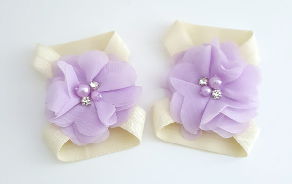 Barefoot Baby Sandals, Lavender and Ivory Baby Sandals - LoliBean