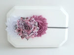 Mauve and Gray Floral Headband, Shabby Chic Headband - LoliBean