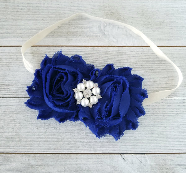 Royal Blue and Ivory Headband - LoliBean