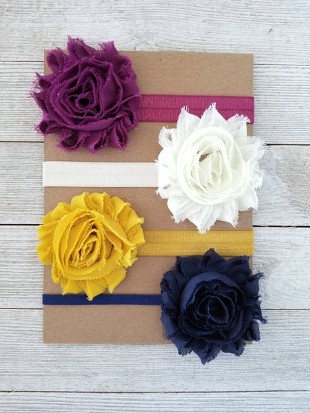 Fall Headband Set, Burgundy Headband, Mustarg Gold Headband - LoliBean