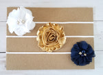 Navy White and Gold Headband Set - LoliBean