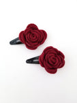 Burgundy and Black Hair Clip Set - LoliBean