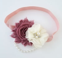 Mave and Ivory Shabby Chic Headband, Newborn Headbands - LoliBean