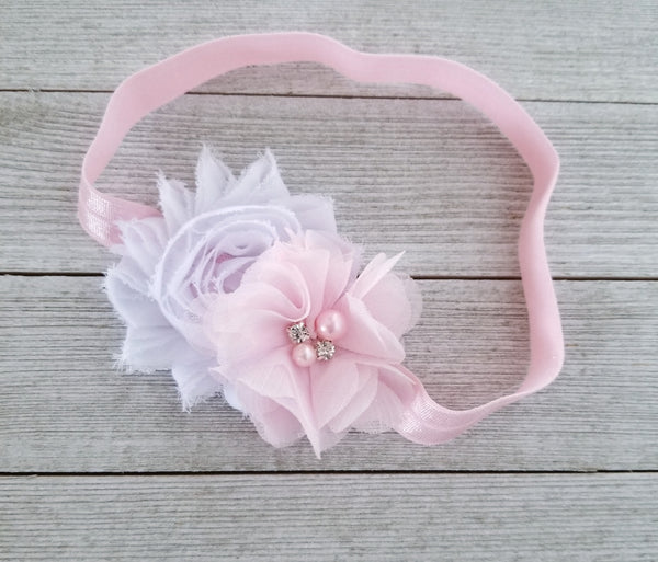 Pink Headband, Pink and White Headband, Spring Headband - LoliBean