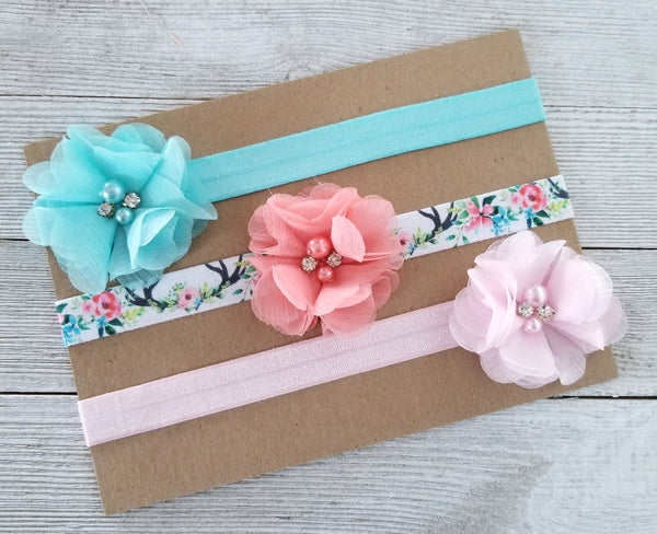 Newborn Headband Set, Headband Gift Set, Set of 3 Baby Headbands - LoliBean