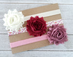 Sweetheart Headband Set, Burgundy and Ivory Headband Set - LoliBean