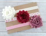 Sweetheart Headband Set, Burgundy and Ivory Headband Set - LoliBean