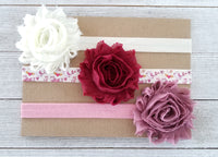 Sweetheart Headband Set, Burgundy and Ivory Headband Set - LoliBean