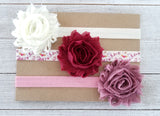 Sweetheart Headband Set, Burgundy and Ivory Headband Set - LoliBean