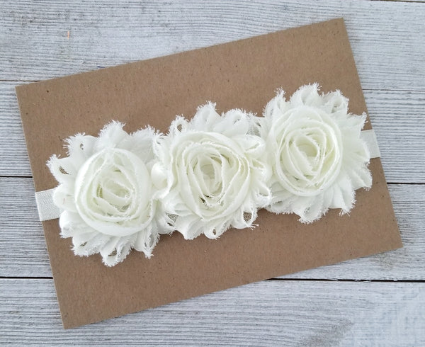 Ivory Headband, Ivory Flower Crown, Flower Girl Headband - LoliBean