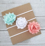 Spring Headband Set, Aqua and Peach Headbands - LoliBean