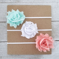 Spring Headband Set, Aqua and Peach Headbands - LoliBean