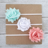 Spring Headband Set, Aqua and Peach Headbands - LoliBean