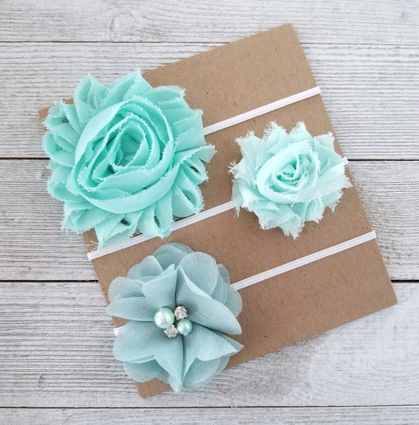 Mint Headband Set, Mint Baby Headbands - LoliBean