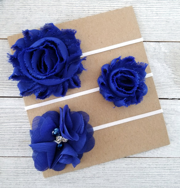 Royal Blue Headband Set, Royal Blue Headbands - LoliBean