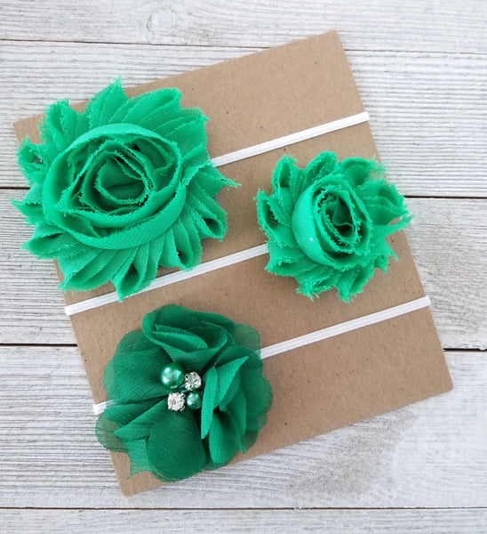 Green Headband Set, St Patrick's Day Headband Set - LoliBean