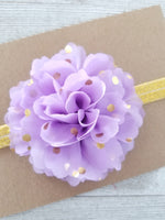 Lavender and Gold Headband, Gold Polka Dot Headband - LoliBean