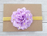 Lavender and Gold Headband, Gold Polka Dot Headband - LoliBean