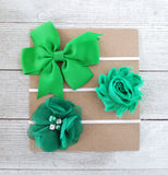 St.Patricks day Headband Set, Green Headbands, Baby Headbands - LoliBean