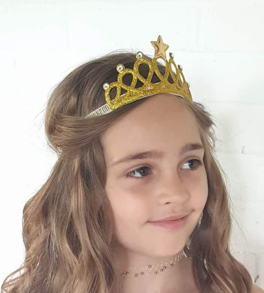 Gold Tiara, Princess Crown, Gold or Silver Tiara Headband - LoliBean