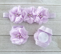 Lavender Barefoot Sandals and Matching Headband - LoliBean
