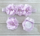 Lavender Barefoot Sandals and Matching Headband - LoliBean