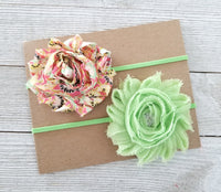 Peach and Green Spring Headband Set - LoliBean