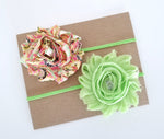 Peach and Green Spring Headband Set - LoliBean