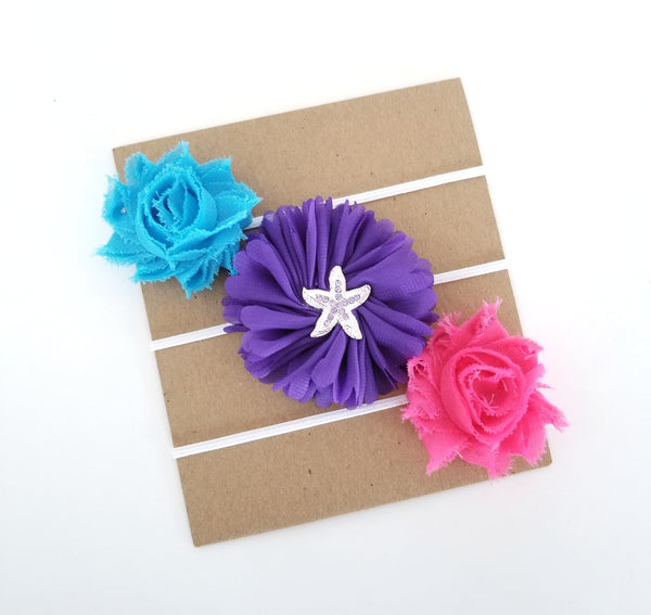 Mermaid Headband Set, Hot Pink Headband, Purple Headband, Teal Headband - LoliBean