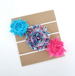 Teal and Hot Pink Headband Set, Baby Headband Set - LoliBean