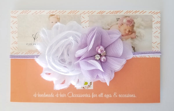 Lavender and White Headband, Spring Headband - LoliBean