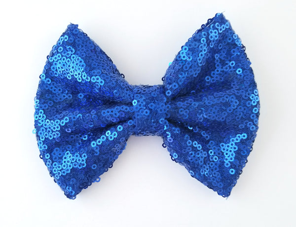 5" Royal Blue Sequin Bow - LoliBean