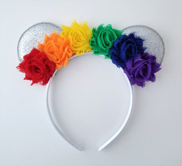 Rainbow Mouse Ear Headband, Rainbow Cake Smash Headband - LoliBean