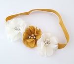 Mustard Gold and Ivory Flower Girl Headband - LoliBean