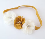Mustard Gold and Ivory Flower Girl Headband - LoliBean