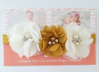 Mustard Gold and Ivory Flower Girl Headband - LoliBean